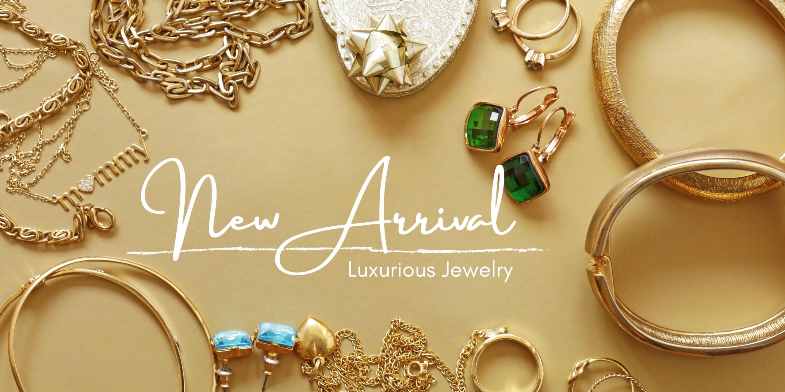 Gold Minimalist Jewelry New Arrival Landscape Banner